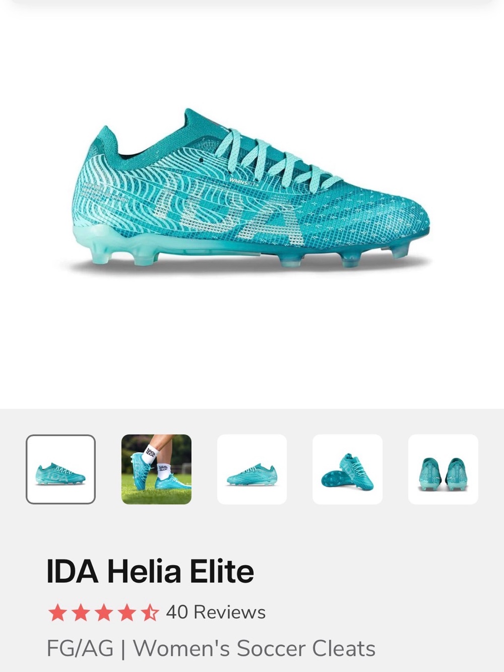 IDA Helia Elite Women's Soccer Cleats in Teal